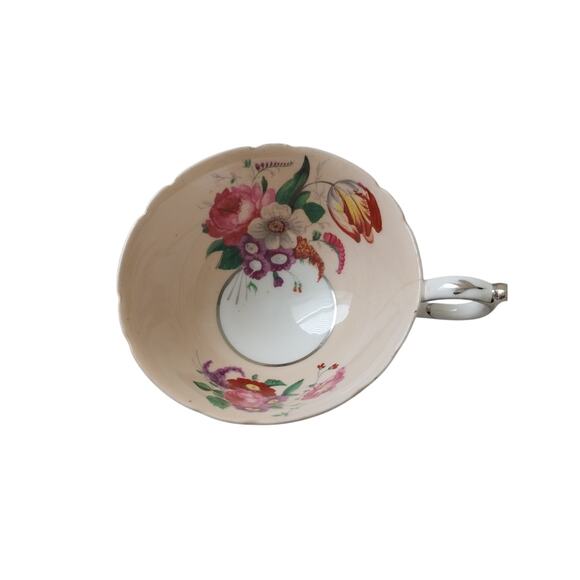 Vintage Paragon Double Warrant Bone China Peach Floral Teacup & Saucer - Picture 3 of 6